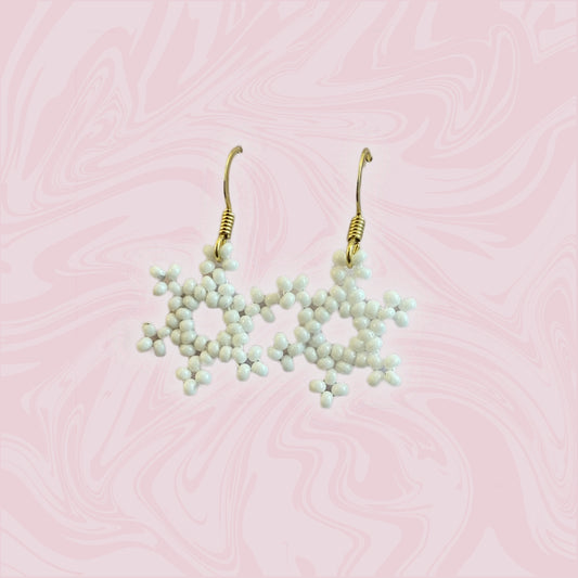 Snowflake Earrings- Gold Hooks